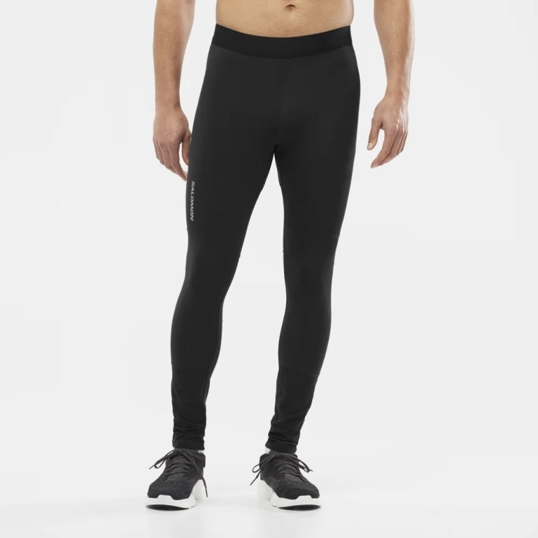 Black Salomon Cross Men\'s Running Tights | IE LZ4830